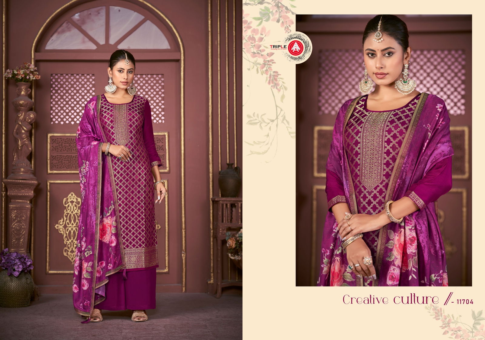 Kaaveri By Triple Pure Muslin Jacquard Dress Material Wholesale Market In Surat